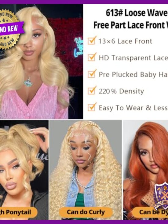 Human Hair Lace Front Wig 28 Inch Loose Wave 220% Density Glueless main image 4